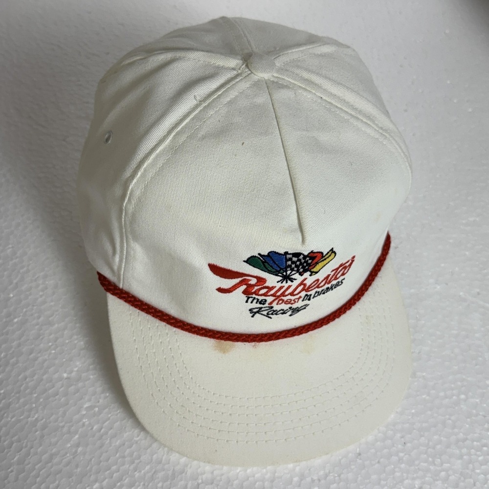 Vintage Raybestos Hat Cap Snap Back One Size White Mens AB Emblems 80s - Picture 5 of 12